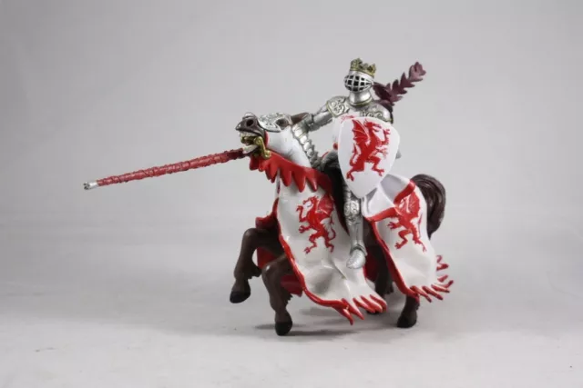 Papo 39386 White Dragon King Knight with Red Joust with Lance Figure 2006