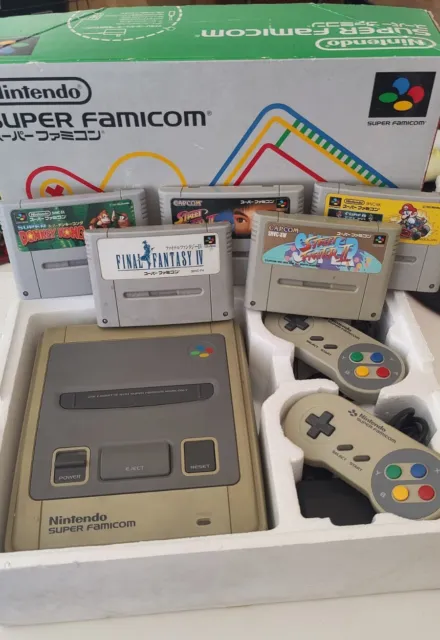 Nintendo Super Famicom Console Boxed W Controllers, Games Mario Kart Donkey Kong