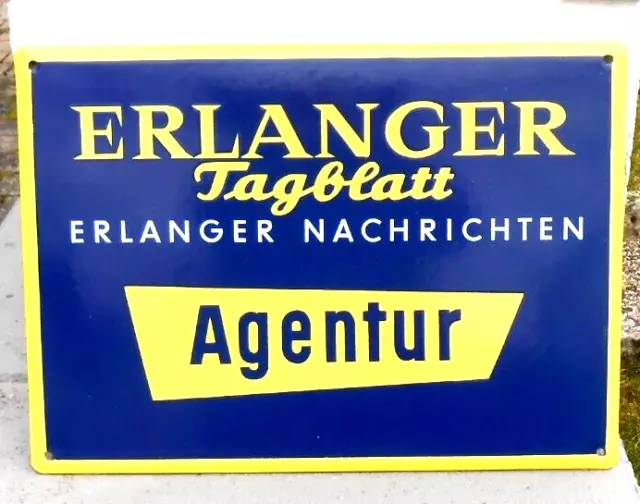 Altes Emailschild Zeitung Nachrichten Erlanger Tagblatt Erlangen top Zustand