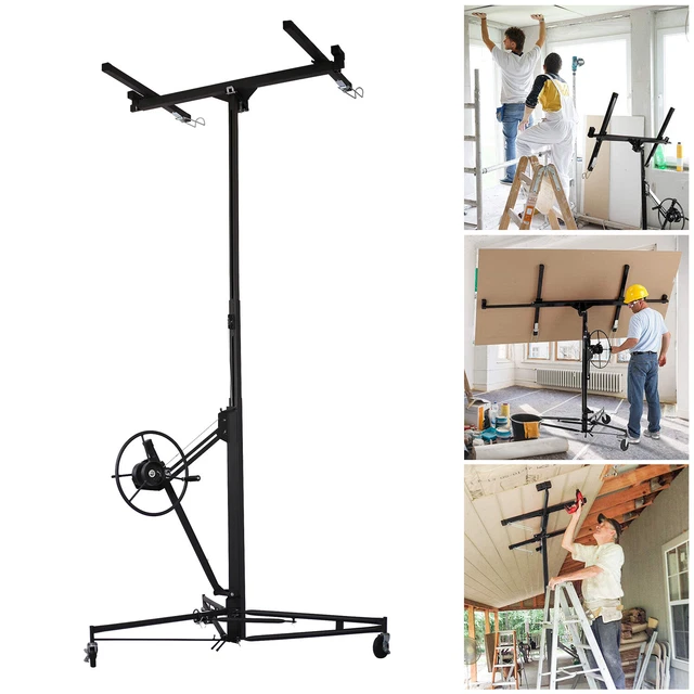 11' Drywall Rolling Lifter Panel Hoist Jack Caster Construction Lockable Wheels