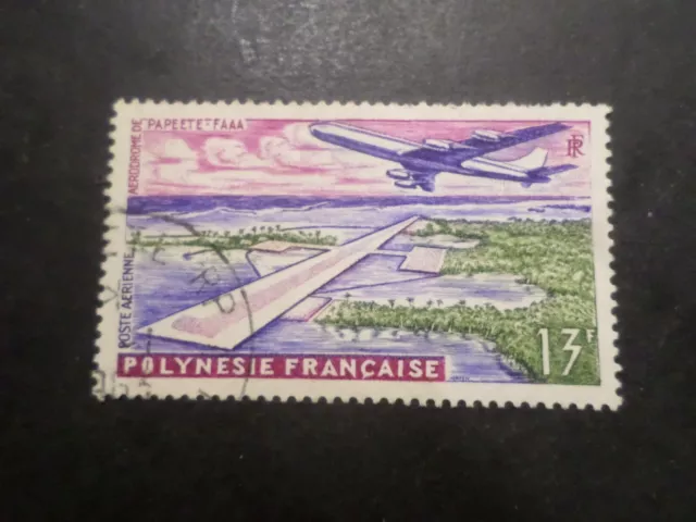 Polynesien, Briefmarke Post Luft 5, Flugzeug, Entwertet, Luftpost Stempel