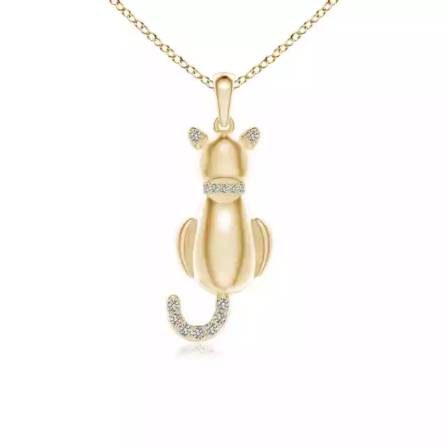 ANGARA Natural Diamond Cat Pendant Necklace in 14K Gold (Grade-KI3, 0.08 Ctw)