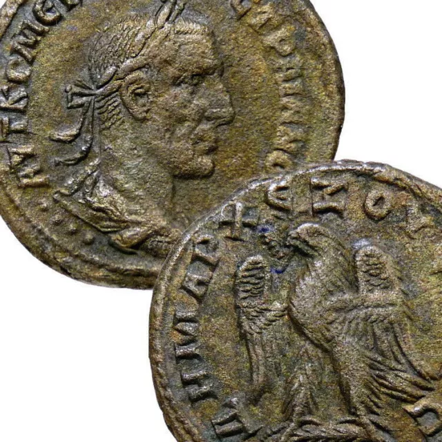 TRAJAN DECIUS. Tetradrachm Large 27mm Eagle SC. Scarce in Prieur 528. Roman Coin