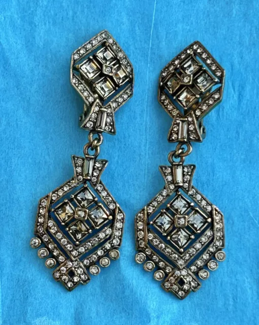 HEIDI DAUS Earrings 3” Dangle Drop Chandelier Sparkly Stones