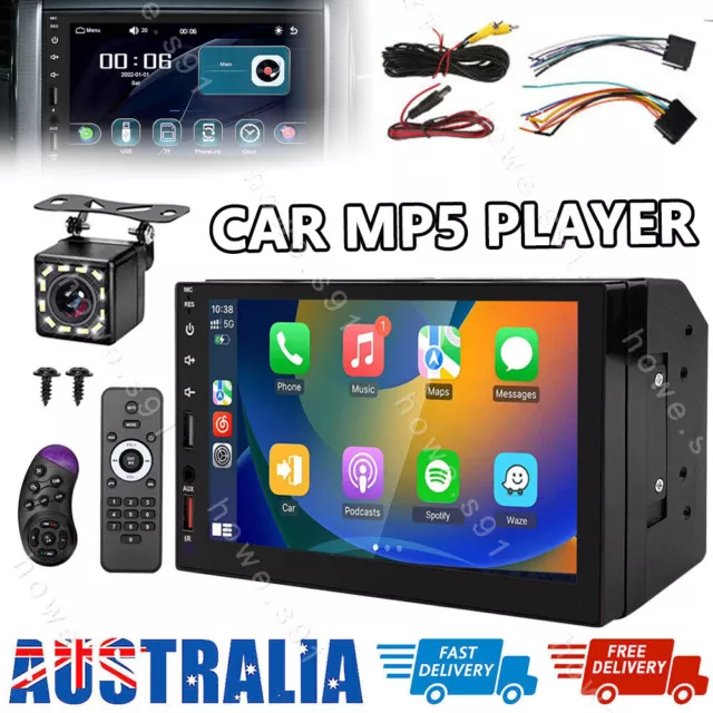 Double 2 Din Car Stereo Bluetooth Head Unit Android Apple CarPlay Touch Radio