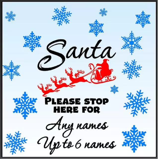 PERSONALISED NAME Santa Pease Stop Here CHRISTMAS WINDOW STICKER  Wall art decal