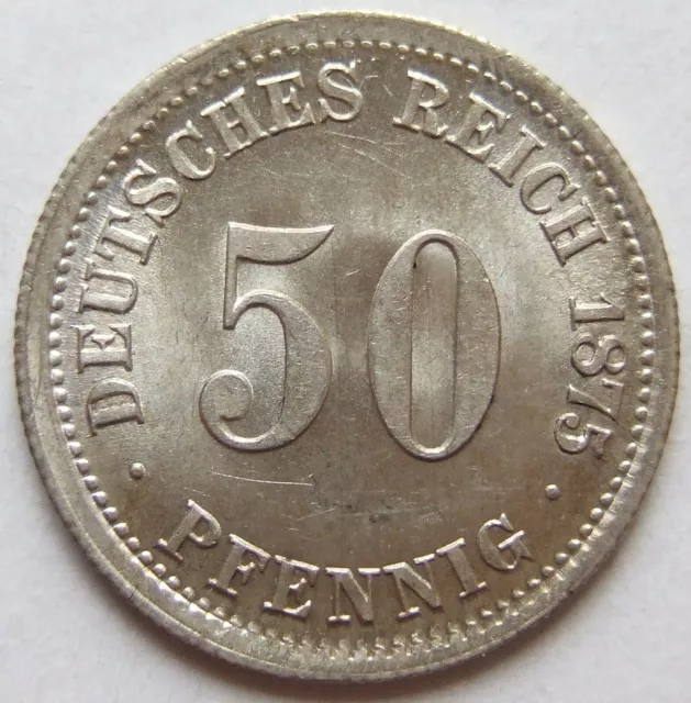 Moneta Reich Tedesco Impero Tedesco Argento 50 Pfennig 1875 D IN Uncirculated