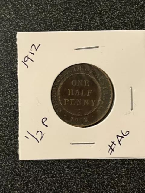 🛑1912 Half Penny Harder Date🛑Birmingham England Early Date King George V #N2🛑