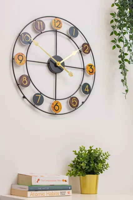 Retro Wall Clock -50cm x 50 Colorful Extra Large  - Modern Clock, Silent quartz 2