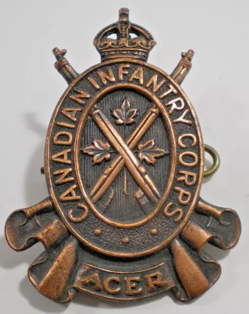 Vintage Wwii Era Canadian Infantry Corps Acer Cap Badge Pin Emblem Canada