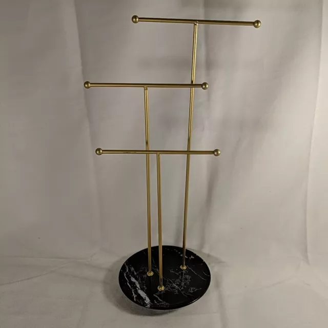 Umbra Studio 3 Tier Black Marble Gold Jewellery Holder Jewelry Necklace Stand 16