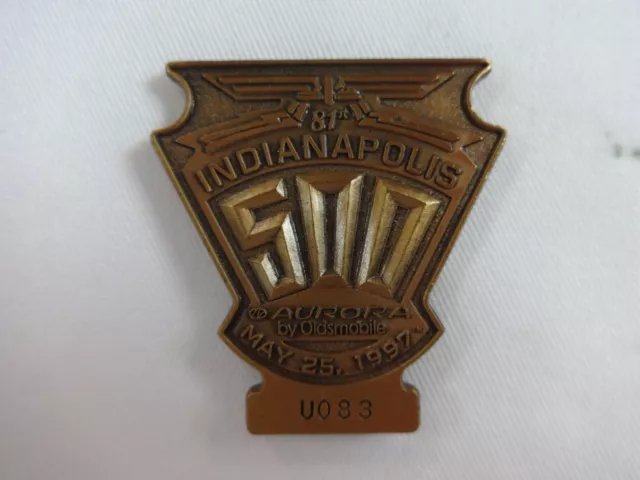 1997 Indianapolis 500 U083 Bronze Pit Badge Arie Luyendyk Indy Aurora Olds