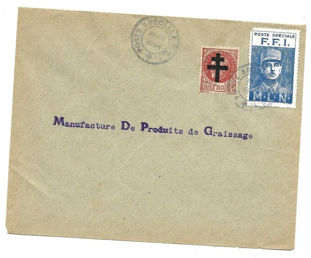 Libération - Petain Surchargé RF de Lyon sur Lettre non circulé