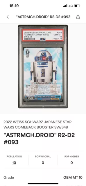 PSA 10 2022 Star Wars WEISS SCHWARZ JPN. ASTRMCH.DROID R2-D2 SW/S49 Pop 10 Holo 3