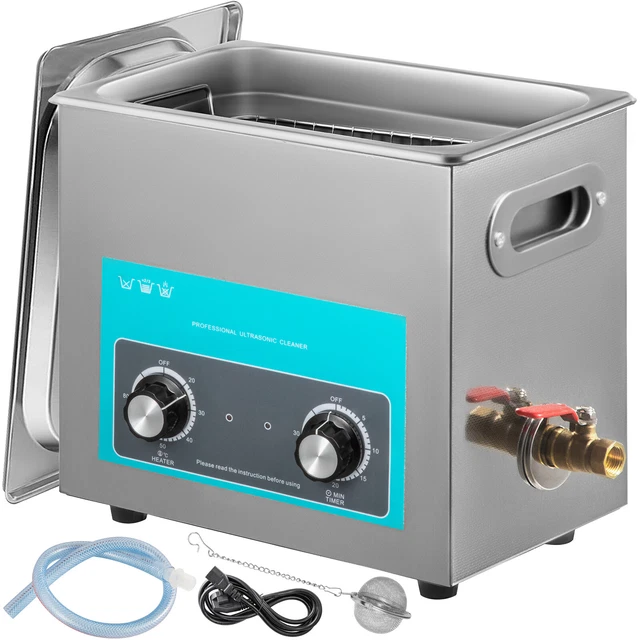 6L Ultrasonic Cleaner with Heater Timer 20-80℃ Jewelry Handle GREAT PRO