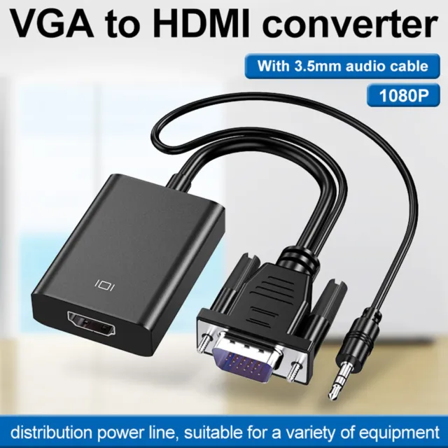 Output For PC laptop to HDTV Video Audio Cable VGA to HDMI Converter Adapter