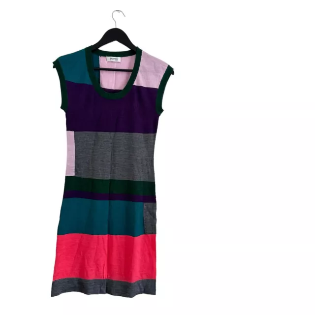 Sonia Rykiel 100% Wool Colour Block Sleeveless Sweater Dress Small