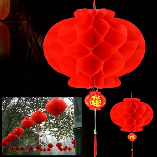 20X Chinese New Year Red Paper Lanterns Hang Lantern Tassel Hanging Party Decor