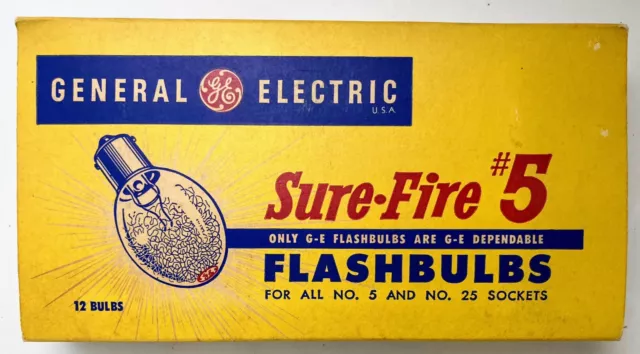 Bombillas de flash vintage General Electric Sure-Fire #5 para Kodacolor y color tipo F