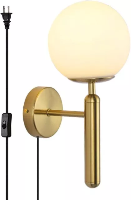 KCO Lighting Modern Wall Sconce On/Off Switch Golden Mid Century Industrial M...