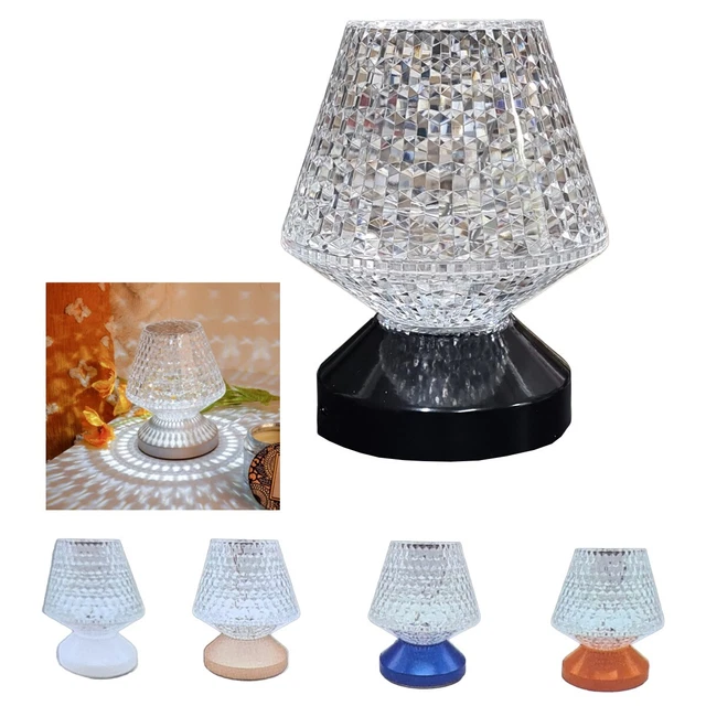 Lampada Tavolo Effetto Cristallo Ricaricabile Touch Usb Luce Rgb Led Telecomando
