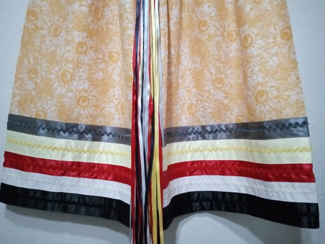 Native American Ribbon Skirt & Hair Tie, Earrings, Powwow Regalia