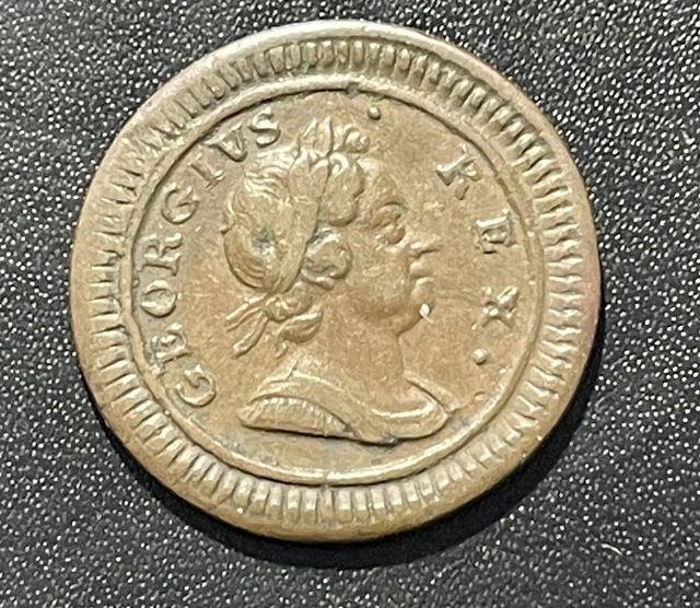 Great Britain 1723 Farthing Copper Coin: George I Great Britain 1723 Farthing Copper Coin: George I