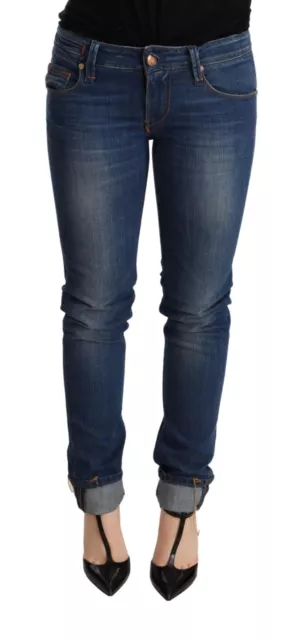 ACHT Push-Up D90 Jeans Cotton Blue Washed Low Waist Skinny Denim s. W26 RRP $300