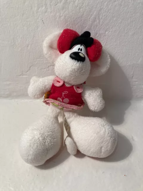 PELUCHE Diddlina Diddl Souris Blanche Robe Cerises DEPESCHE TOY JOUET EN LOOSE