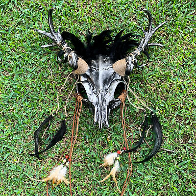 Black Silver Deer Horn Animal Skull Masquerade Halloween Cosplay Party Mask
