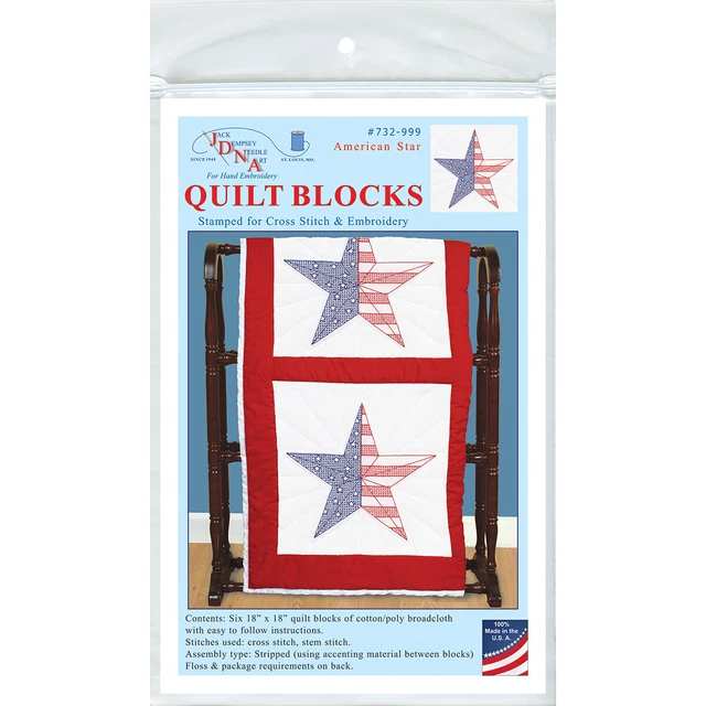 Jack Dempsey gestempelt weiße Quiltblöcke 18""x18"" 6/Stück - American Star - 732 999