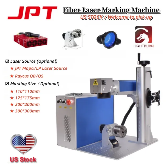 JPT Mopa /Raycus QB,QS Laser Source 30W/50W/60W/100W Fiber Marking Machine US