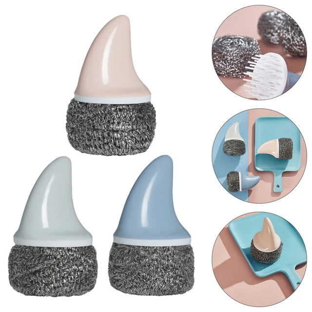 3 PCS ABS Stainless Steel Wool Cleaning Kitchen Sink Scrub Brush