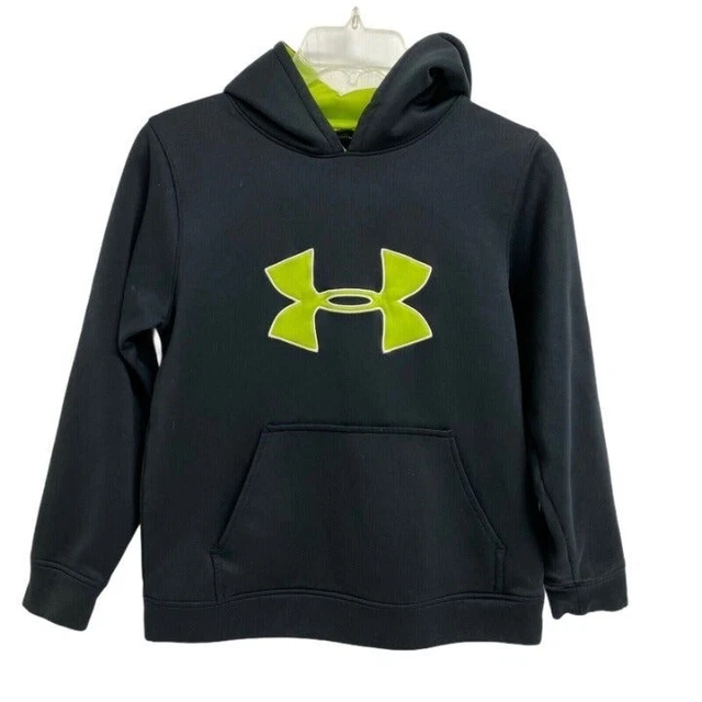 Under armour Giovani Felpa con Cappuccio Larga Fit Nero Verde Neon Misura AMG