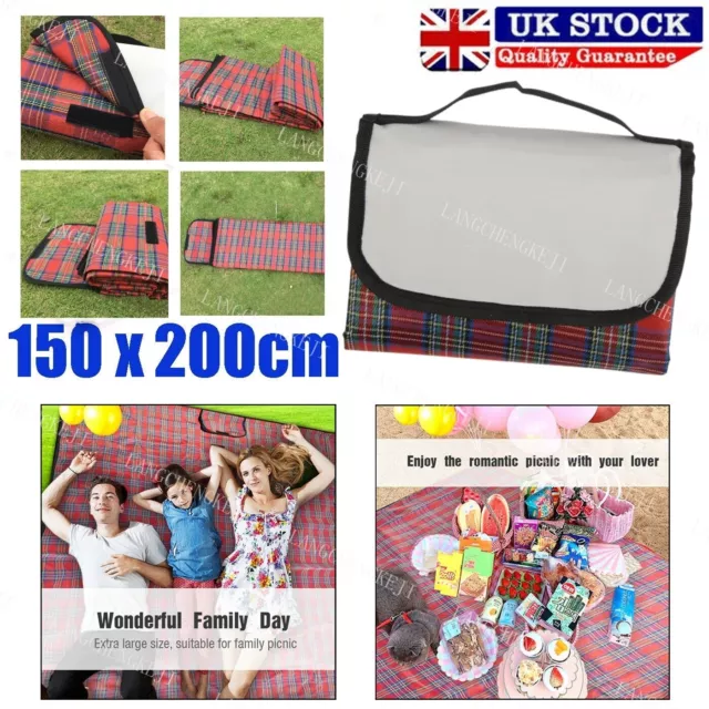 Extra Large Waterproof Picnic Blanket Travel Outdoor Beach Park Camping 200X150