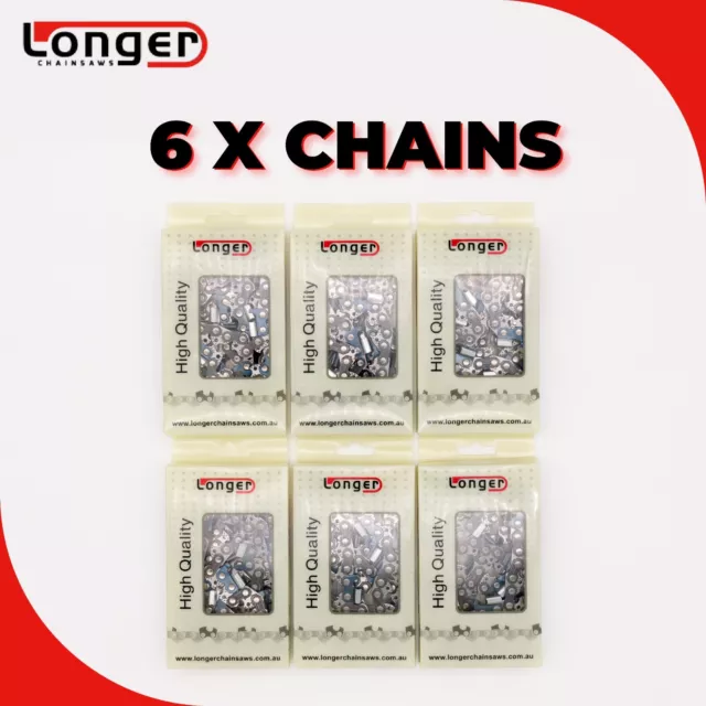 6 x CHAINSAW CHAIN LONGER 20" 72 D/L 3/8 058 Full Chisel HUSQVARNA & JONSERED