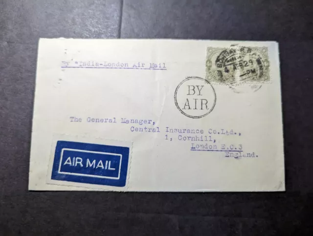 1929 British India Airmail Cover Bombay to London EC3 England