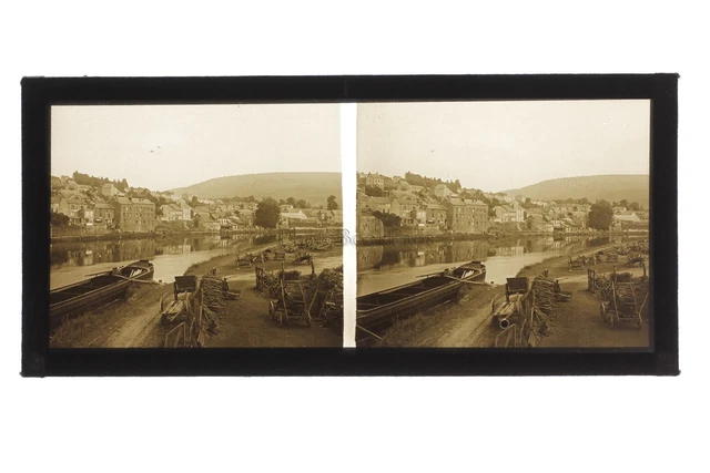 Ville à identifier France Photo Stereo Plaque de verre Vintage c1930