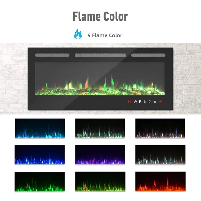 Elektrokamin Wandkamin Elektrischer Kamin Heizung 9 Farbmodi LED 1800W