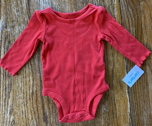 Carter’s Baby Infant Girls Red Long Sleeve One Piece Bodysuit *NWT Size 6M