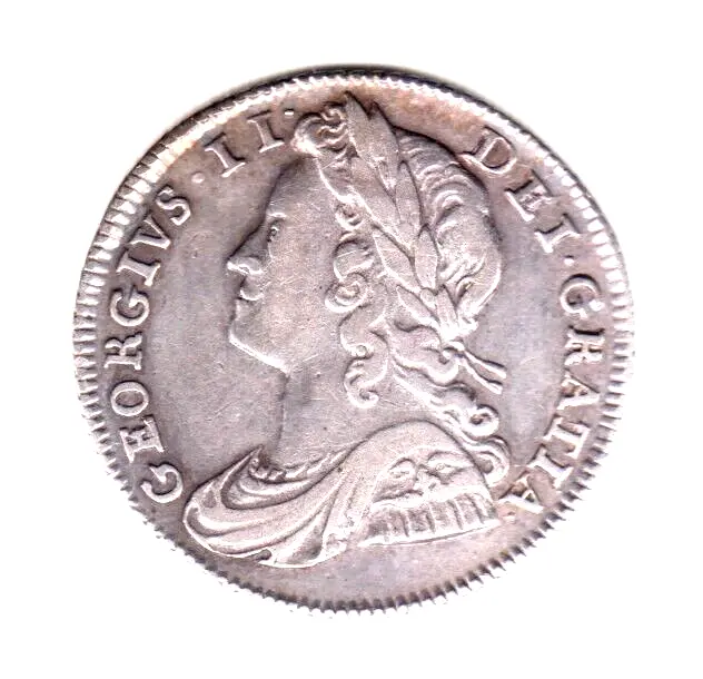 1739 Great Britain George II  Sterling Silver Sixpence. Roses. Scarce.