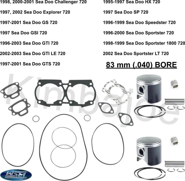 ALL SEA DOO 720 Rotax 717 Motor 83 mm (.040) BORE WSM Piston Kits