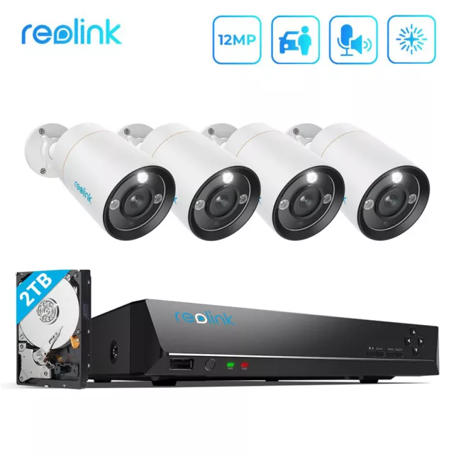 Reolink 12MP Überwachungskamera Set 8CH 2TB HDD NVR Personen-/Fahrzeugerkennung