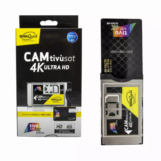 Tivusat 4K + HD Modul mit Tivusat Karte aktiviert Freigeschaltet Cam CI+ Schwarz 2