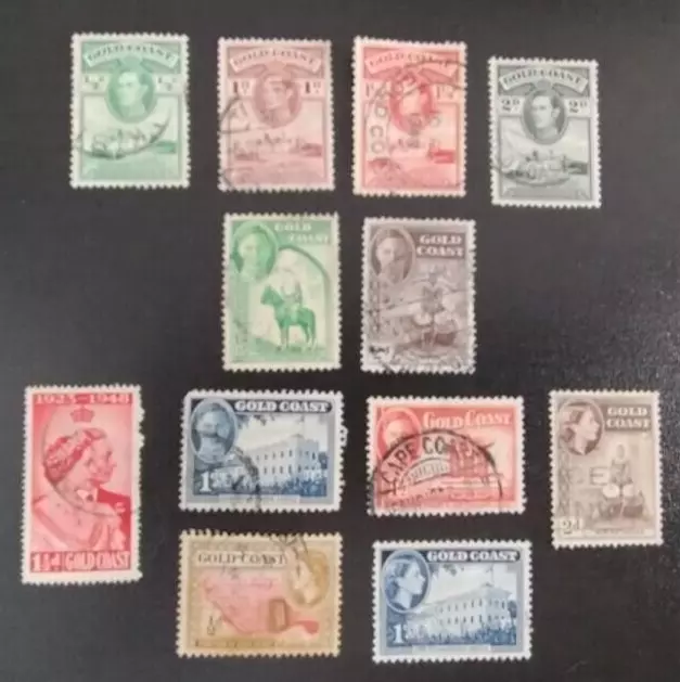 Gold Coast. Scott's 115....151. Used. Lot  of Twelve. sal's stamp store.