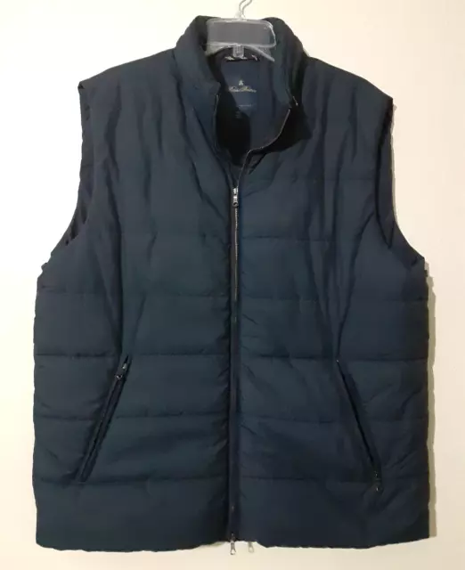 BROOKS BROTHERS MEN'S Navy Blue Quilted Zip-Up Vest Size XL Made In ...