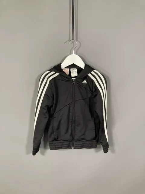 ADIDAS FULL ZIP Track Top - Age 7-8yrs - Black - Great Condition - Boy’s