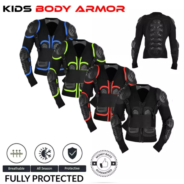 Kids Children Body Armour Motocross Jacket Chest Spine Elbow Shoulder Protection