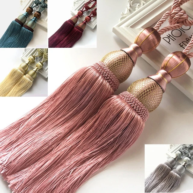 2PCS Curtain Holdbacks Rope Tie Backs Tassel Tiebacks Single Ball Decor 1 Pair