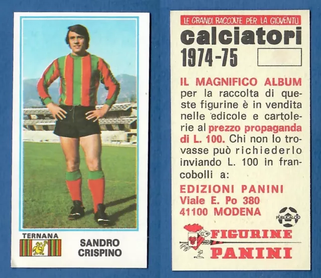 1974/75 Panini Footballers Figure - New/New - 478 Crispino - Ternana